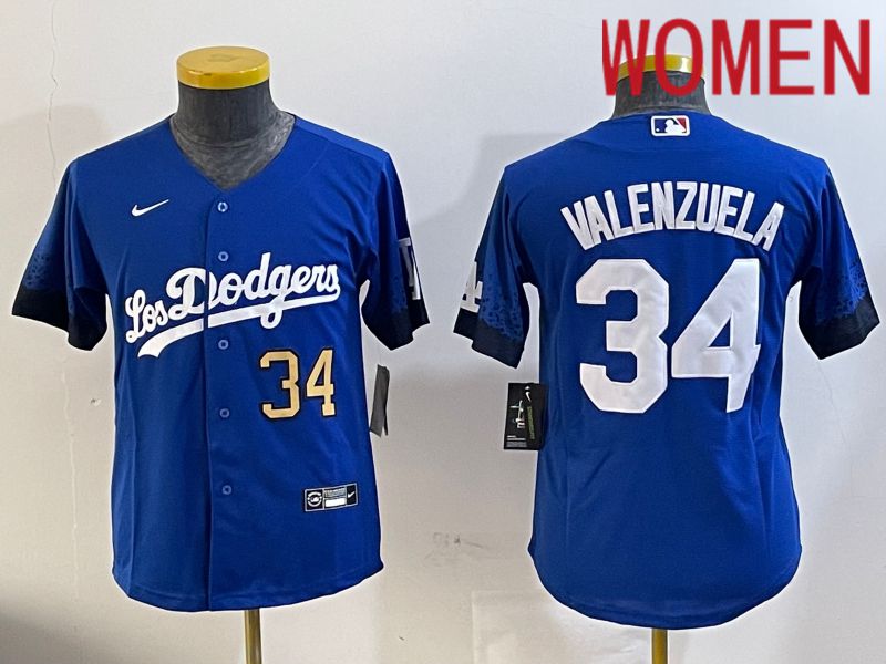 Women Los Angeles Dodgers #34 Valenzuela 2024 jersey 202411201